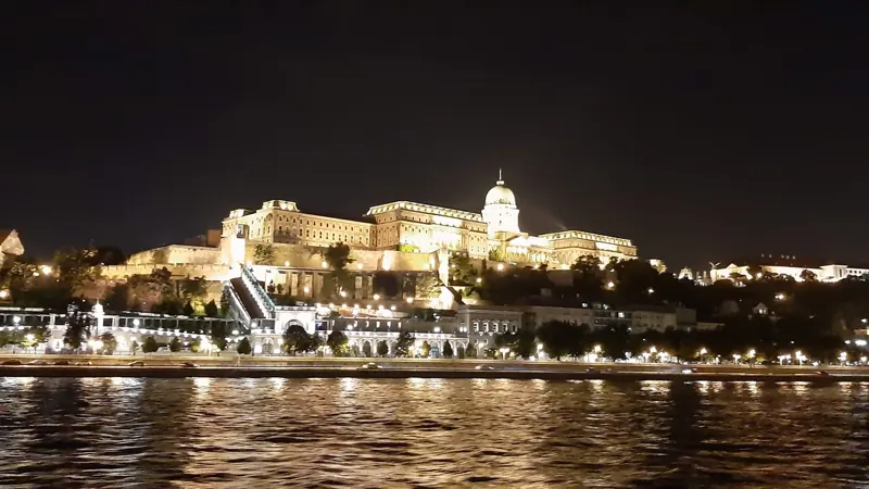 Buda Castle lit up at night