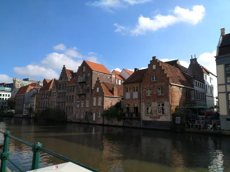 Brick houses on a canal in Bruges
