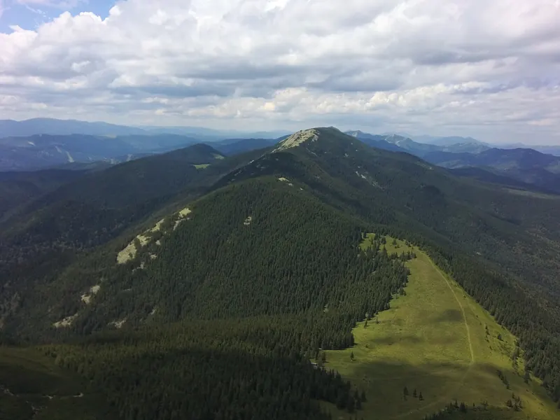 Grassy slopes of a Carpathian peak