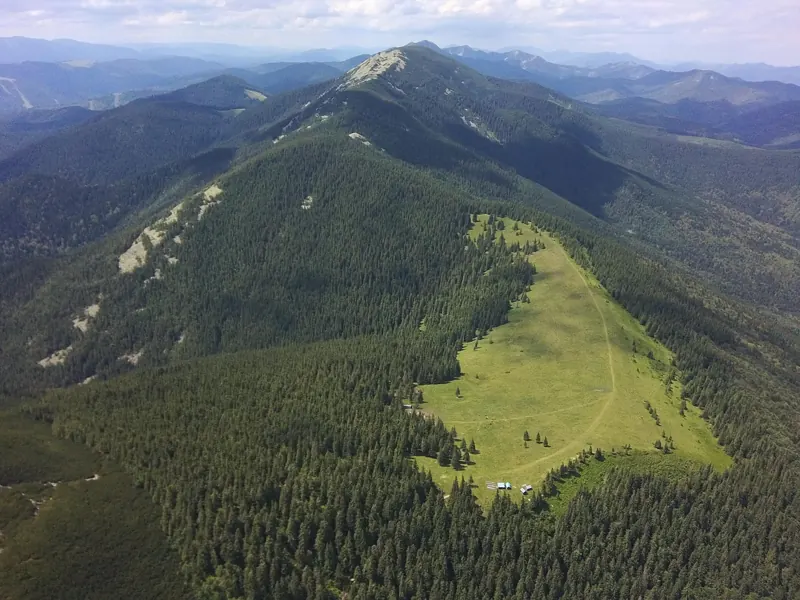 Carpathian ridge under a blue sky