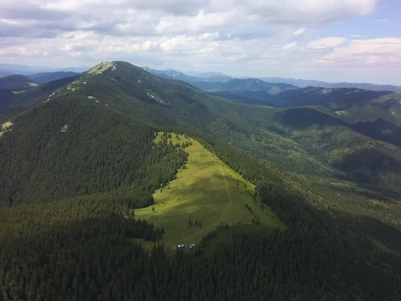 Mountain ridge in the Carpathians in summer