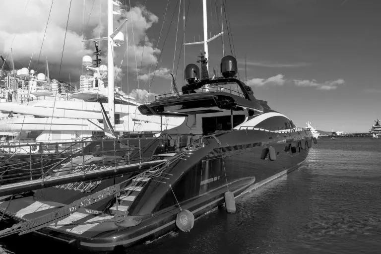 Luxury yacht moored in Monaco harbour