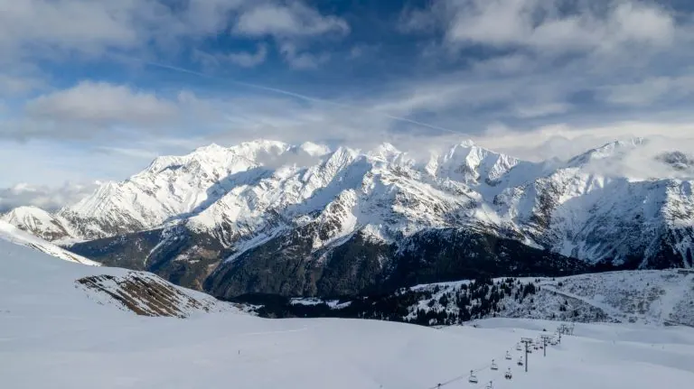Snow-capped peaks of the French Alps