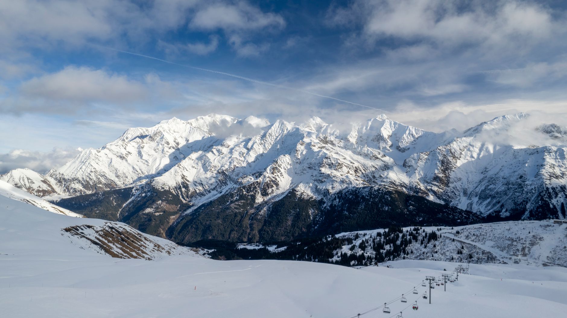 Snow-capped peaks of the French Alps