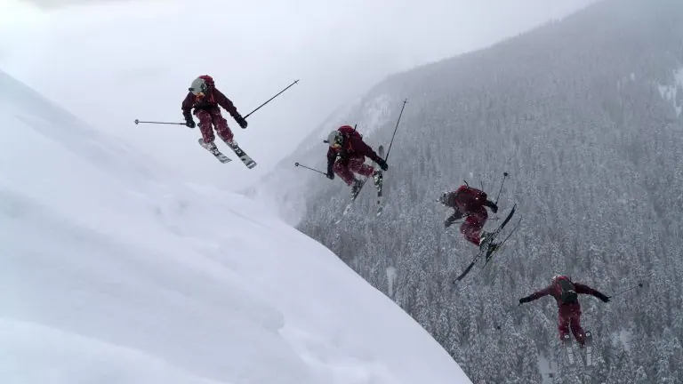 Skier in deep powder snow