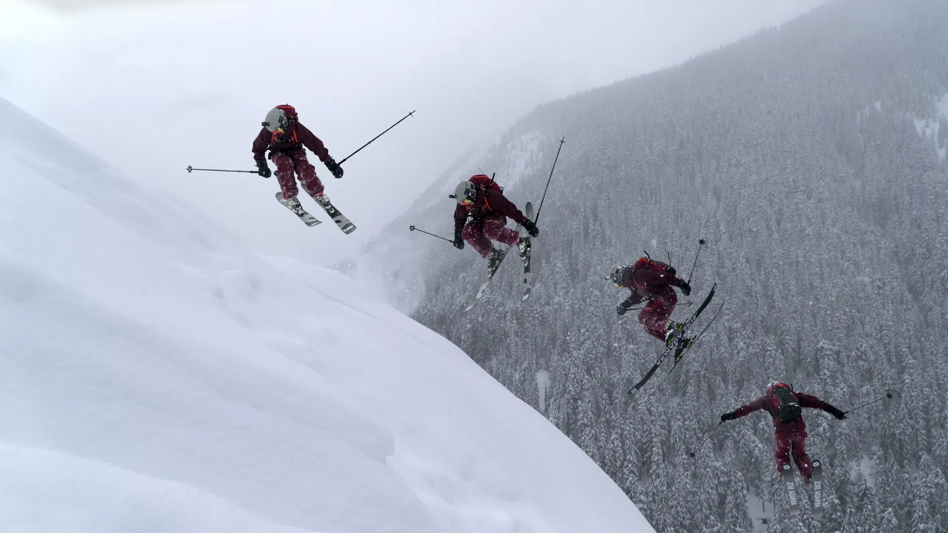 Skier in deep powder snow