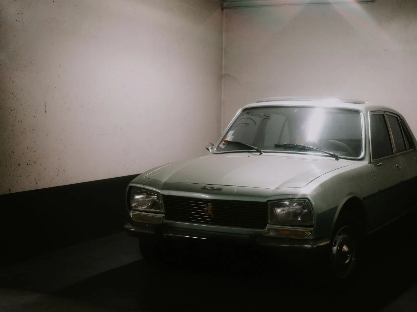 Car parked in a home garage