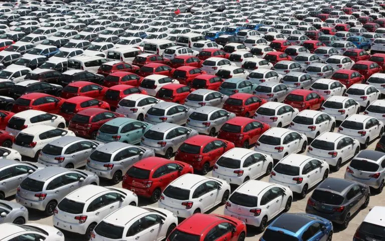 Rental cars parked in a row