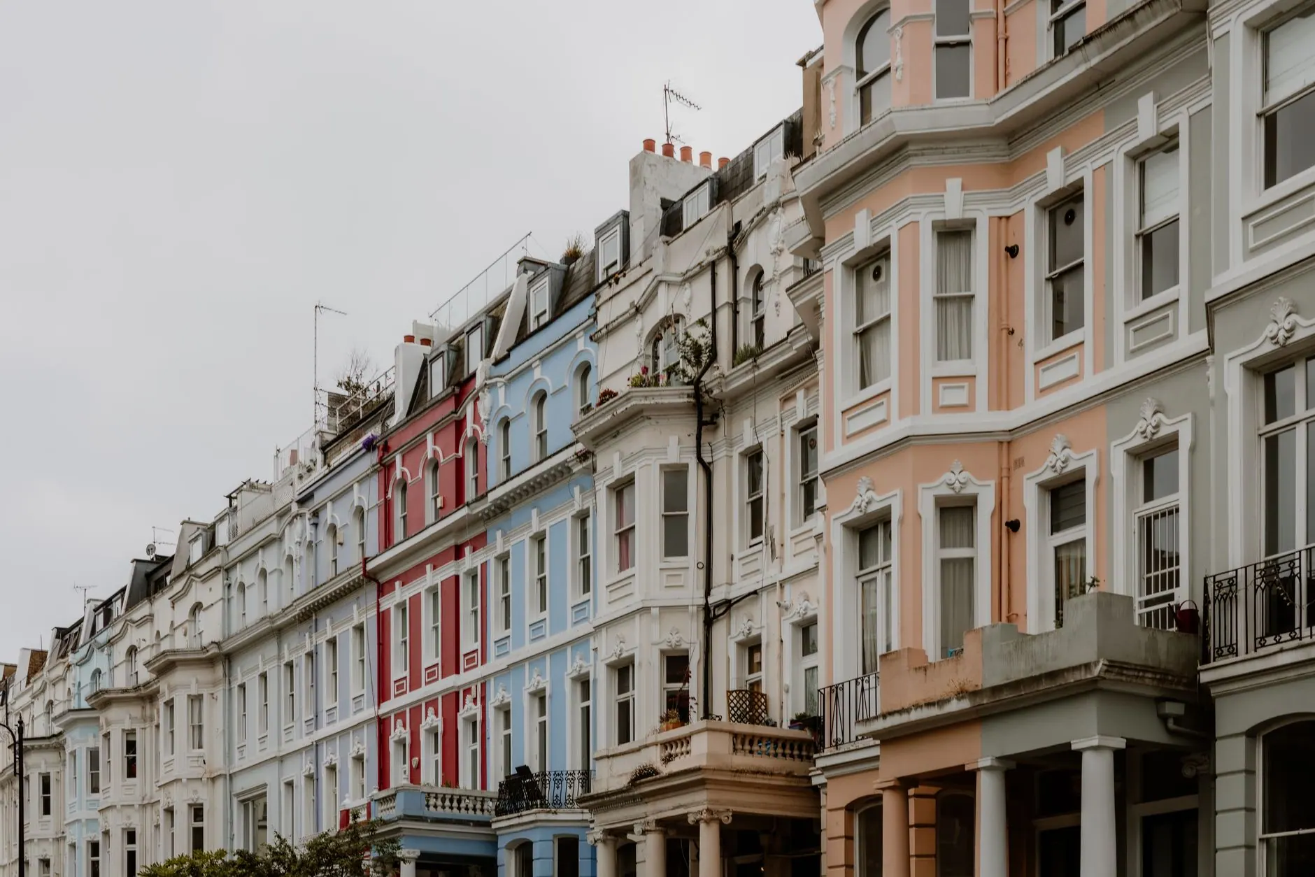 Colourful houses in Notting Hill, London
