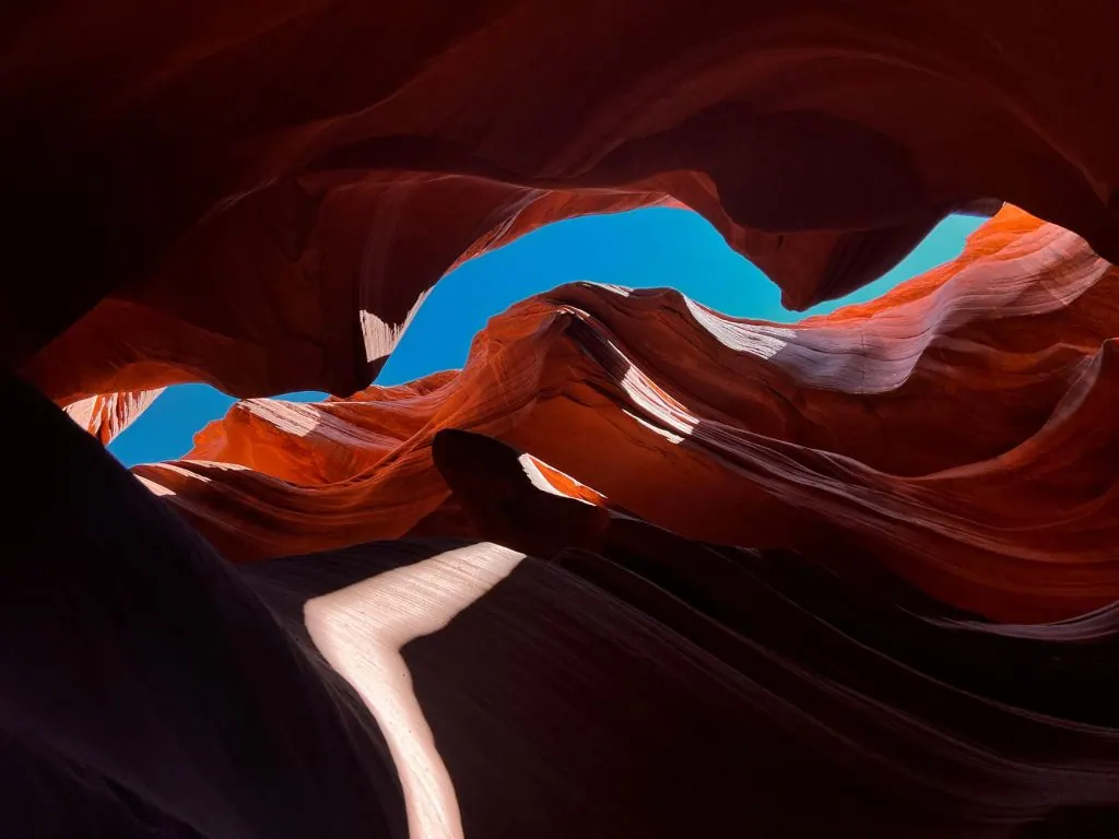 Stunning Antelope Canyon rock formations with vibrant colors and natural patterns in Arizona.