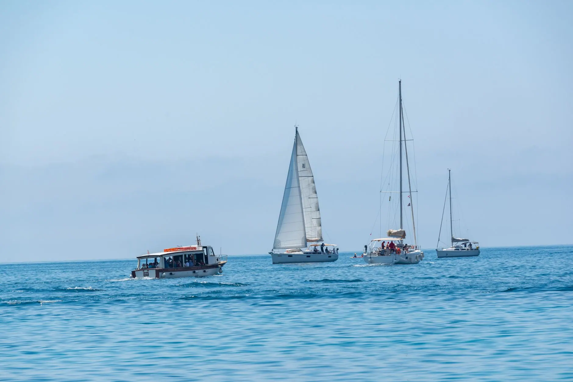 Sailing boat on the open sea