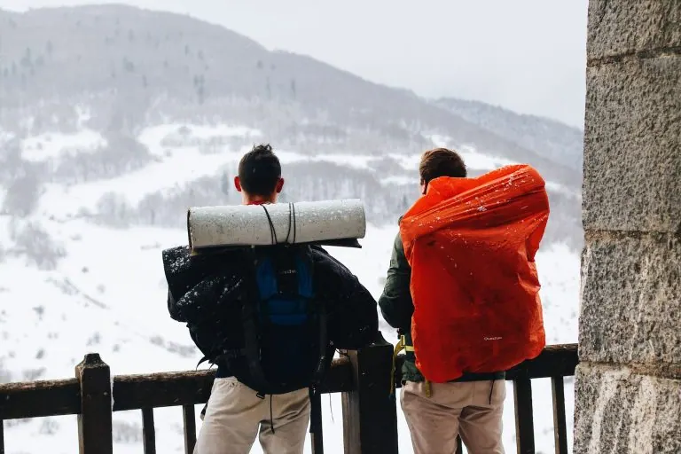 Backpacker on a gap-year trip in the mountains