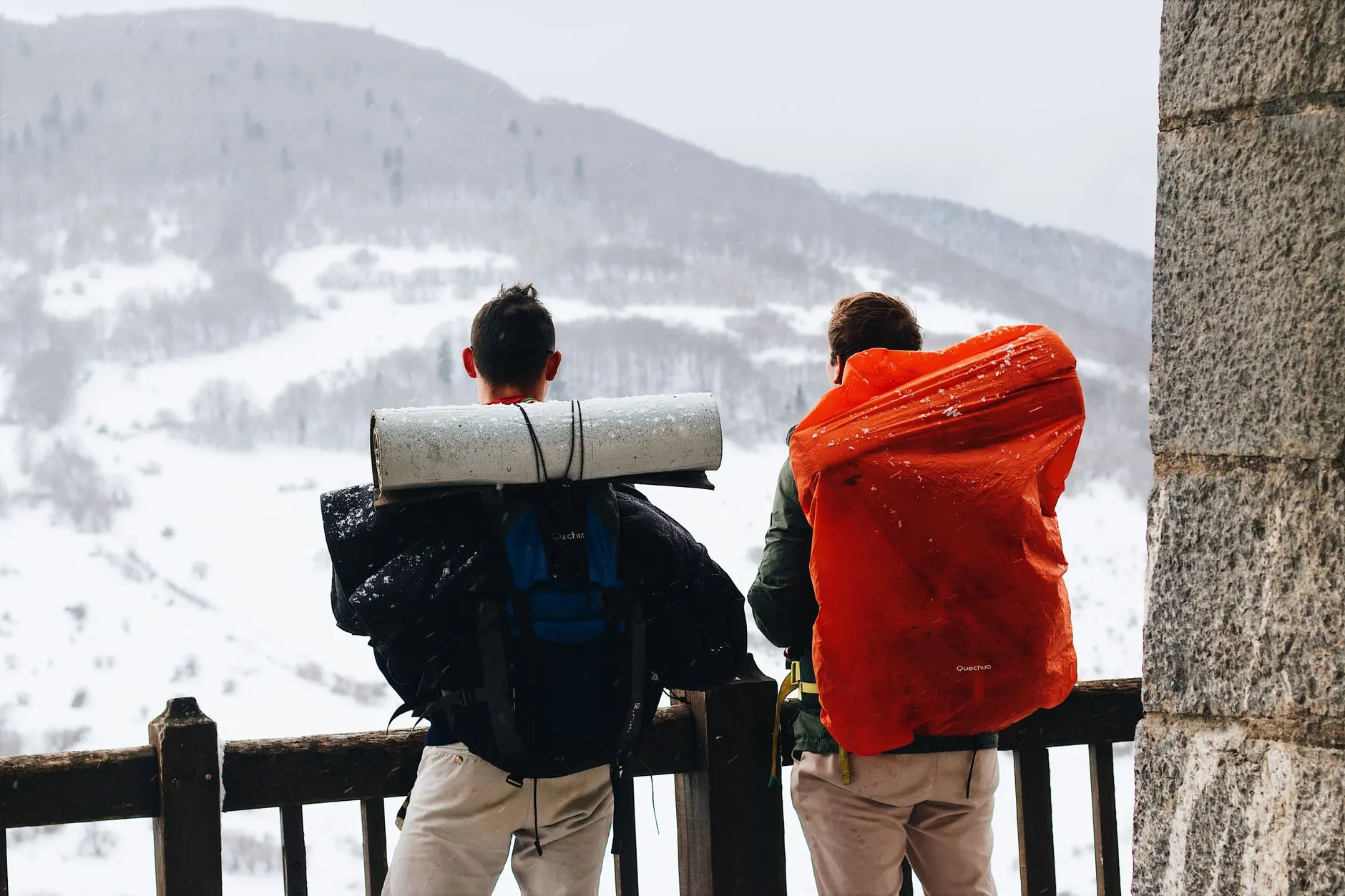 Backpacker on a gap-year trip in the mountains