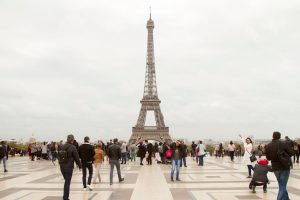 Tourists at a famous landmark