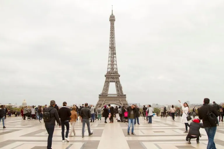 Tourists at a famous landmark