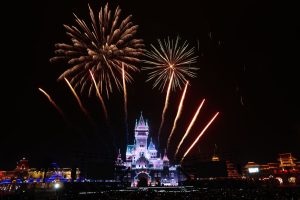 Fireworks over a Disney castle